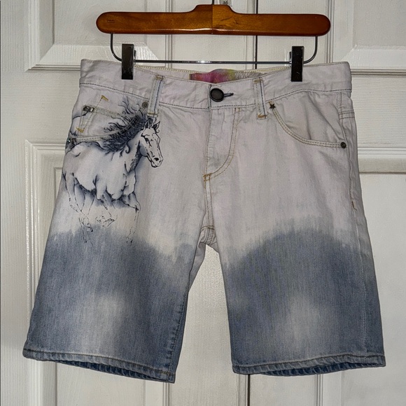 Y2K Miss Sixty Dip Dyed Stallion Detail Bermuda Shorts - Picture 1 of 8